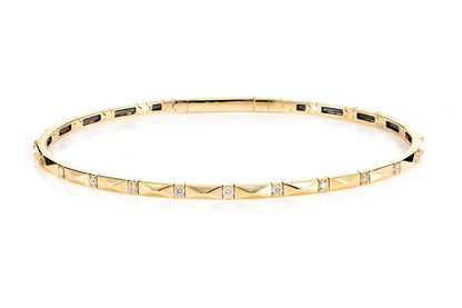 POINTED RECTANGLE FLEX DIAMOND BANGLE BRACELET 14K SOLID GOLD 0.20CTW