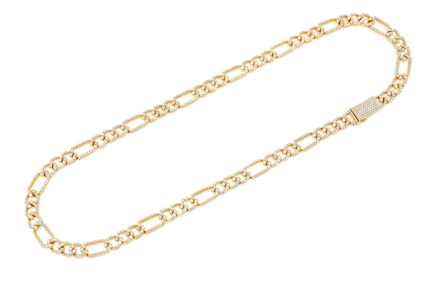 8MM FIGARO LINK DIAMOND NECKLACE 14K SOLID GOLD 17.00CTW