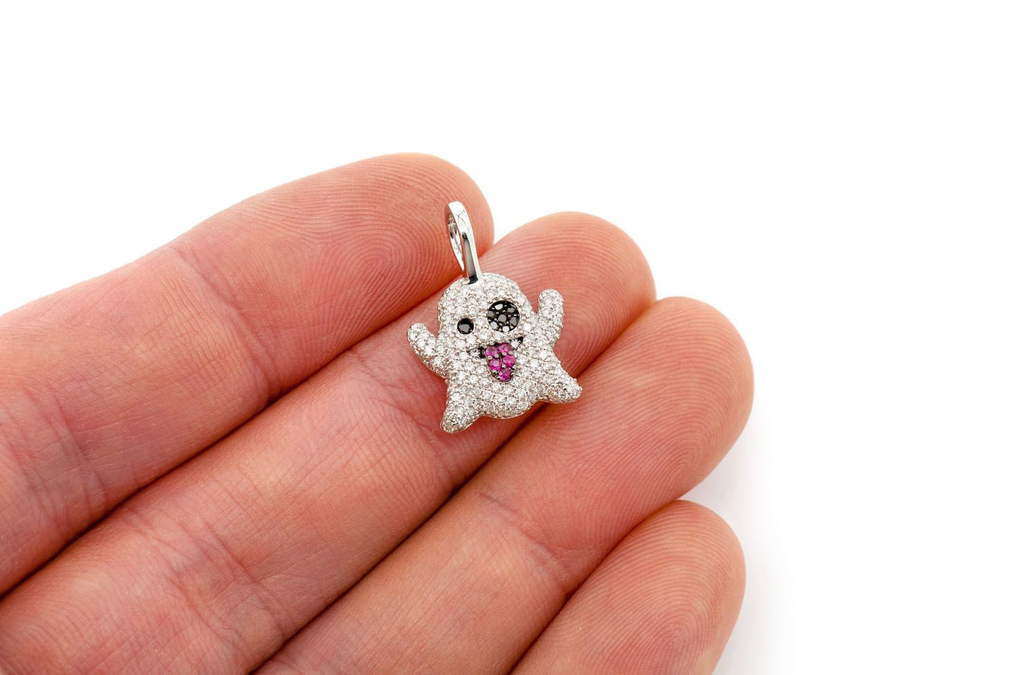 GHOST RUBY & DIAMOND PENDANT 14K SOLID GOLD 0.50CTW