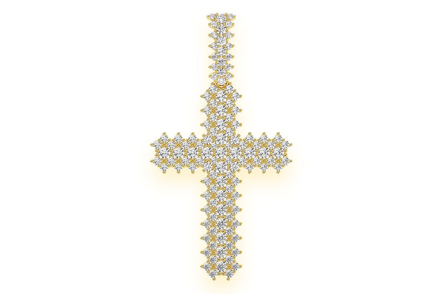 JAGGED CROSS DIAMOND PENDANT 14K SOLID GOLD 5.50CTW
