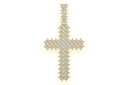 JAGGED CROSS DIAMOND PENDANT 14K SOLID GOLD 5.50CTW