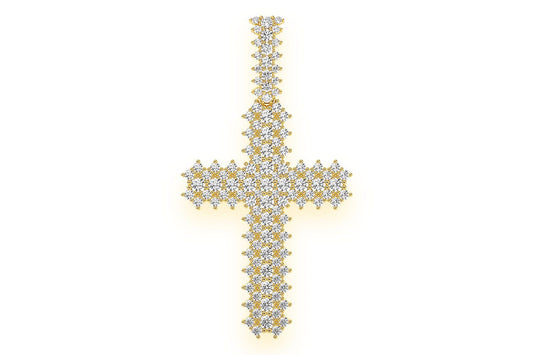 JAGGED CROSS DIAMOND PENDANT 14K SOLID GOLD 5.50CTW