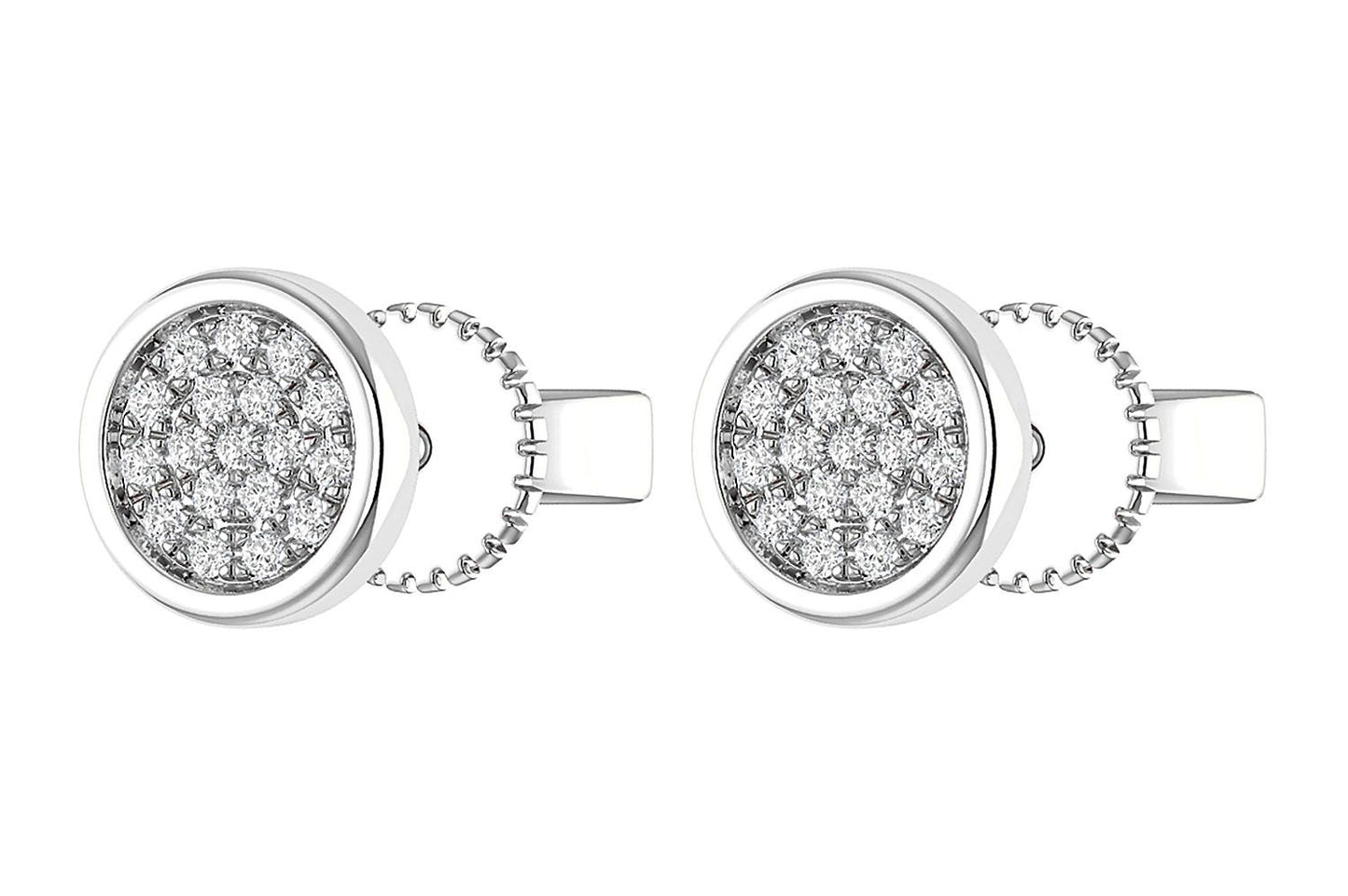 BEZEL SET DIAMOND CLUSTER STUD EARRINGS 14K SOLID GOLD 0.05CTW