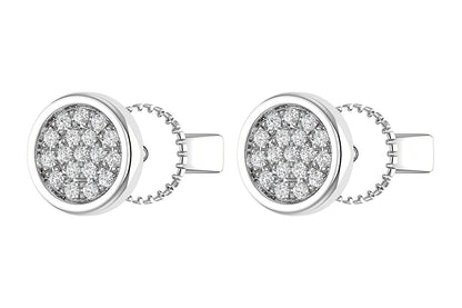 BEZEL SET DIAMOND CLUSTER STUD EARRINGS 14K SOLID GOLD 0.05CTW