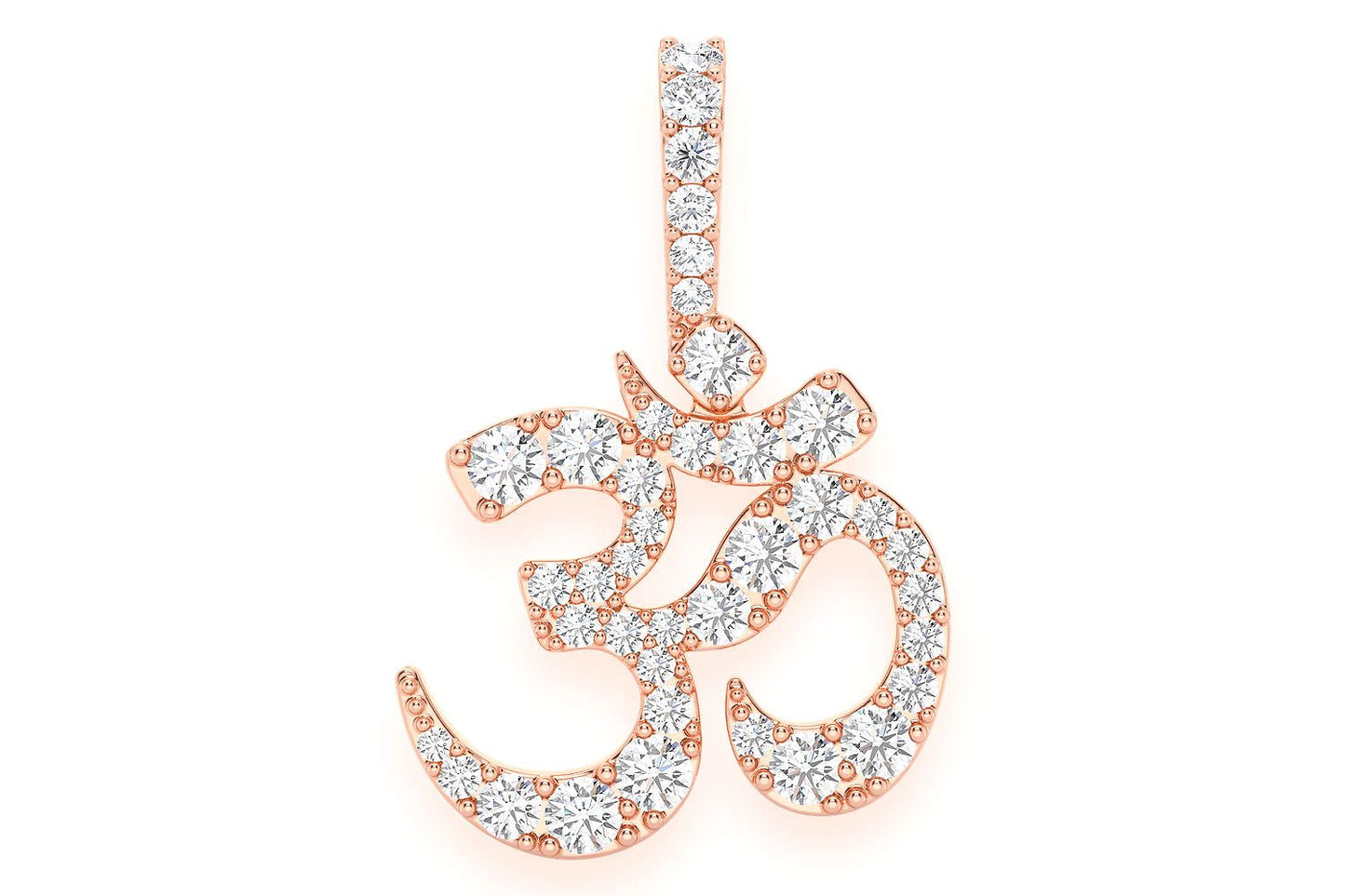 OM SYMBOL DIAMOND PENDANT 14K SOLID GOLD .66CTW