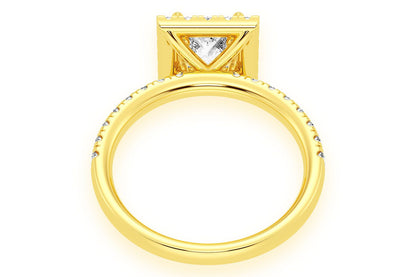 THAV - .75CT PRINCESS CUT - SCALLOP HALO ONE ROW- DIAMOND ENGAGEMENT RING