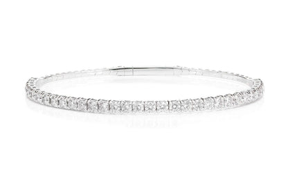 8PT PRONG SET FLEX DIAMOND TENNIS BANGLE BRACELET 14K SOLID GOLD 2.90CTW