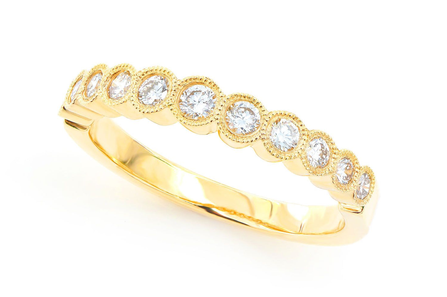 STACKABLE DIAMOND WEDDING BAND MILGRAIN BEZEL SET 14K SOLID GOLD 0.40CTW