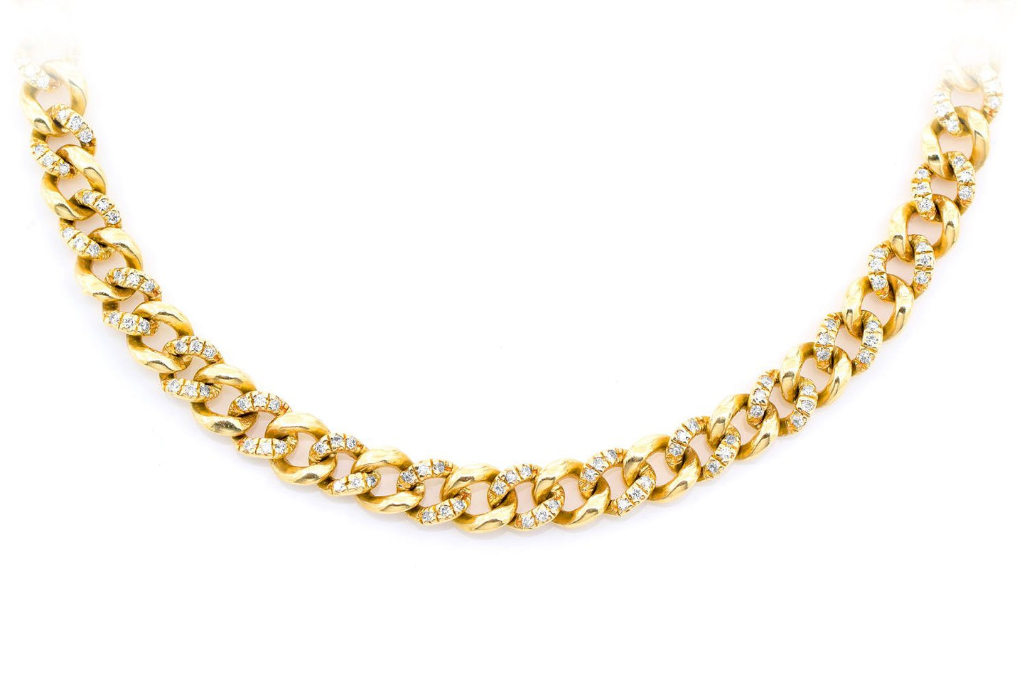 5MM MIAMI CUBAN HALF LINK DIAMOND NECKLACE 14K SOLID GOLD 1.50CTW