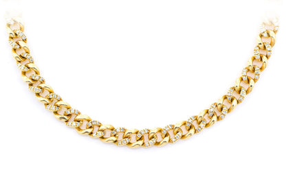 5MM MIAMI CUBAN HALF LINK DIAMOND NECKLACE 14K SOLID GOLD 1.50CTW
