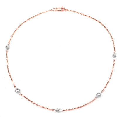 BEAD BEZEL DIAMOND STATION BRACELET 14K SOLID GOLD 0.10CTW