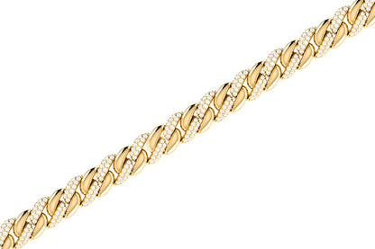 MIAMI CUBAN HALF LINK DIAMOND BRACELET 14K SOLID GOLD 0.85CTW