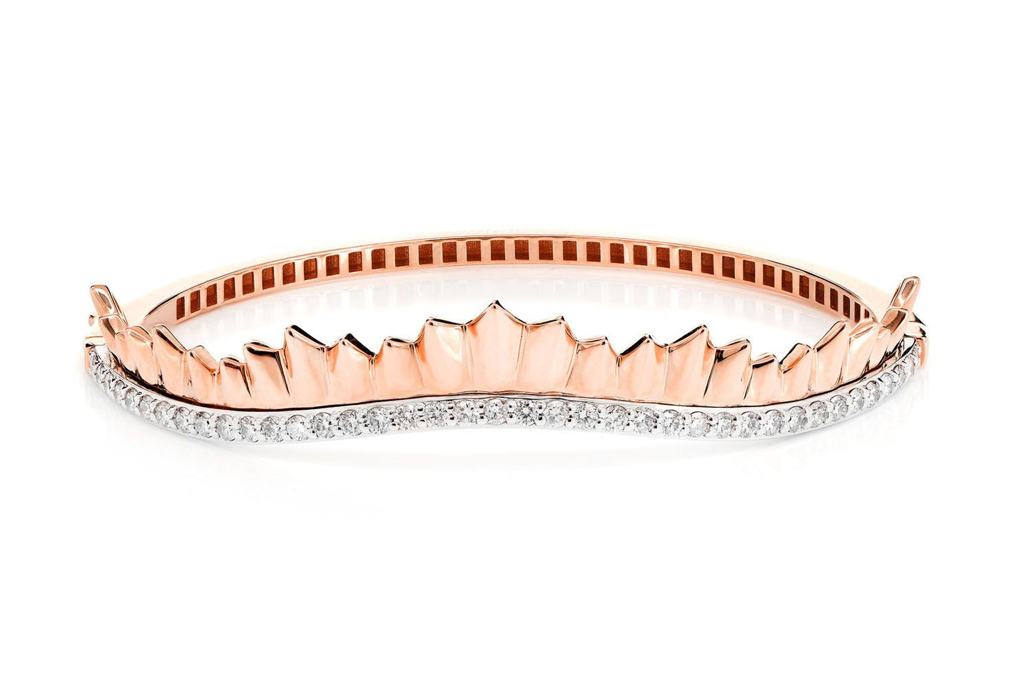 ASYMETTRICAL DIAMOND WAVE BRACELET 14K SOLID GOLD 0.95CTW