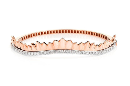 ASYMETTRICAL DIAMOND WAVE BRACELET 14K SOLID GOLD 0.95CTW