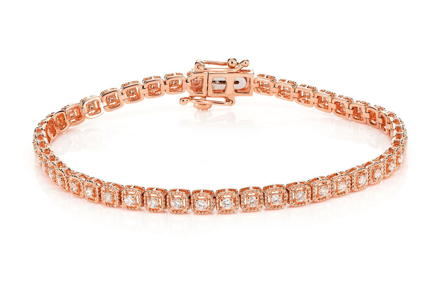 SQUARE ROPE LINK DIAMOND BRACELET 14K SOLID GOLD 1.10CTW