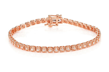 SQUARE ROPE LINK DIAMOND BRACELET 14K SOLID GOLD 1.10CTW