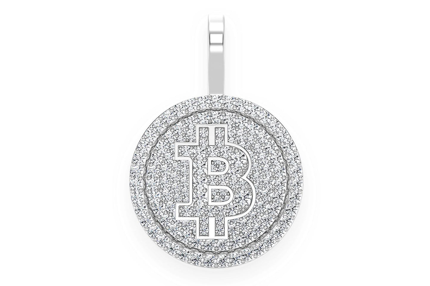 BITCOIN DIAMOND PENDANT 14K SOLID GOLD 1.10CTW