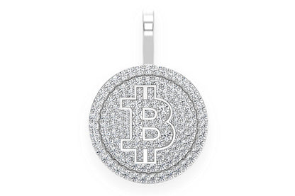 BITCOIN DIAMOND PENDANT 14K SOLID GOLD 1.10CTW