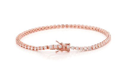 BRĂȚARĂ TENIS CU 3 PIELE, SET DIAMANTE, AUR MASIV DE 14K, 2,50 CT