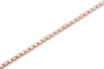 BRĂȚARĂ TENIS CU 3 PIELE, SET DIAMANTE, AUR MASIV DE 14K, 2,50 CT