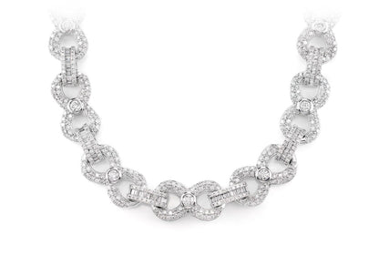 BEZEL INFINITY DIAMOND LINK NECKLACE 14K SOLID GOLD 20.60CTW