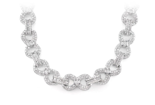 BEZEL INFINITY DIAMOND LINK NECKLACE 14K SOLID GOLD 20.60CTW