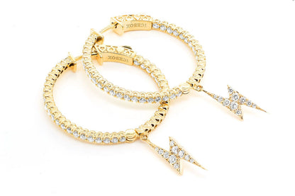 INSIDE-OUT DANGLING LIGHTNING BOLT HOOP DIAMOND EARRINGS 14K SOLID GOLD 2.00CTW