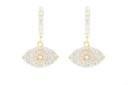 CERCEI CU DIAMANTE CU FORMĂ DE OCHI RĂU, AUR MASIV DE 14K, 0.50CT