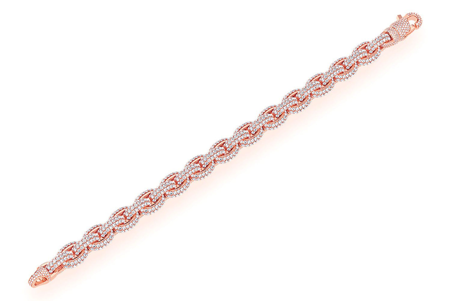 10MM ELONGATED ROLO DIAMOND BRACELET 14K SOLID GOLD 13.70CTW