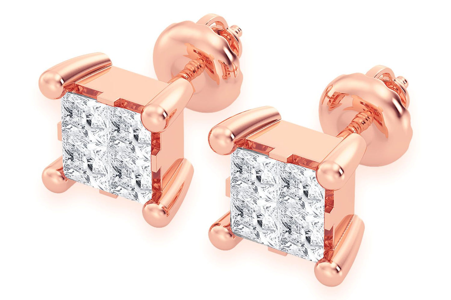 CERCEI CU DIAMANTE QUAD 0.50CTW DIN AUR MASIV DE 14K