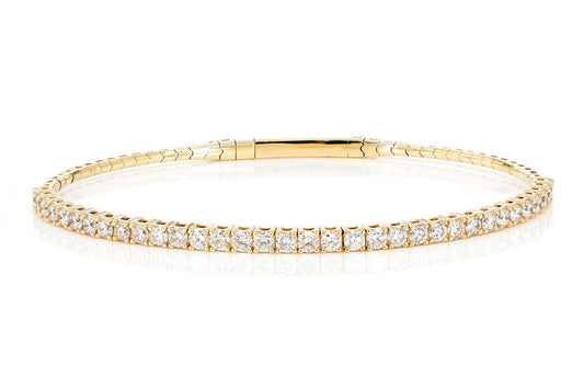 5PT PRONG SET DIAMOND FLEX BANGLE TENNIS BRACELET 2.00CTW 14K SOLID GOLD