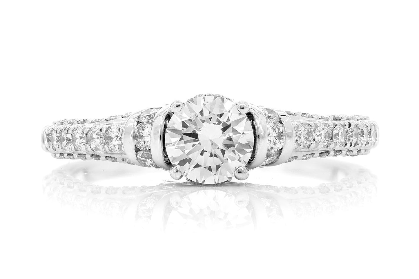 0.50CT ROUND CATHEDRAL DIAMOND ENGAGEMENT RING - 14K SOLID GOLD