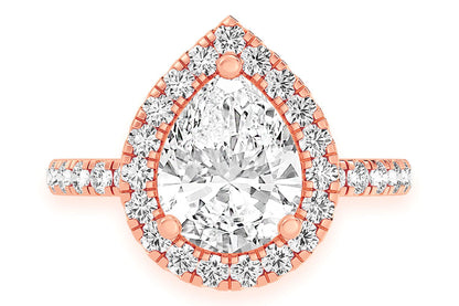 THAV - 2.00CT PEAR SOLITAIRE - SCALLOP HALO ONE ROW - DIAMOND ENGAGEMENT RING