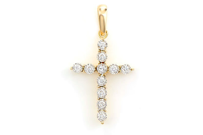 TINY DIAMOND CROSS 14K SOLID GOLD 0.05CTW