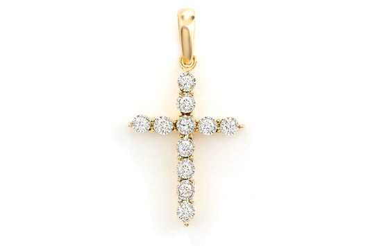 TINY DIAMOND CROSS 14K SOLID GOLD 0.05CTW