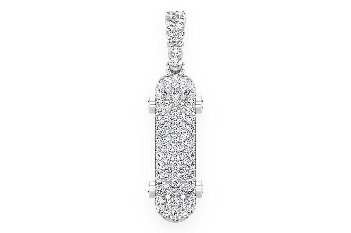 SKATEBOARD DIAMOND PENDANT 14K SOLID GOLD 0.35CTW