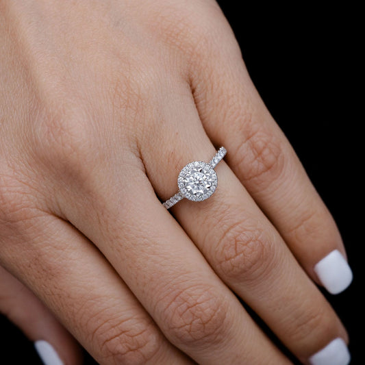 0.85CTW MIRCLE SET DOUBLE LAYER ROUND HALO - DIAMOND ENGAGEMENT RING