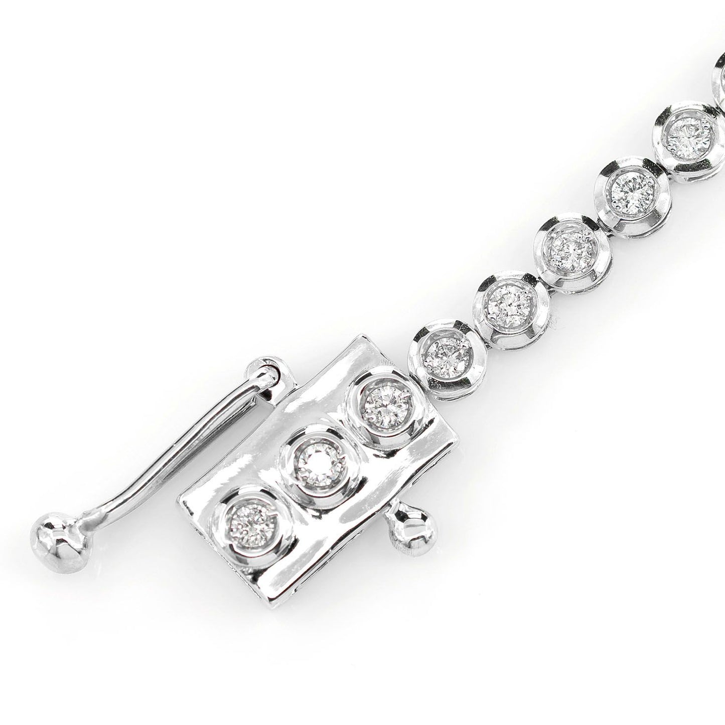 ROUND BEZEL SET DIAMOND LINK BRACELET 14K SOLID GOLD 1.00CTW