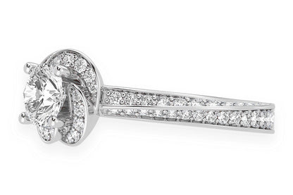 .75CT ROUND SOLITAIRE - FLORAL TWIST HALO - DIAMOND ENGAGEMENT RING