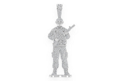 TOY SOLDIER DIAMOND PENDANT 14K SOLID GOLD 4.50CTW