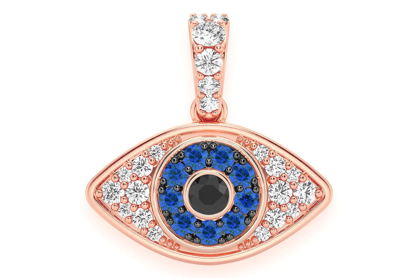 EVIL EYE BUBBLY DIAMOND PENDANT 14K SOLID GOLD 0.50CTW