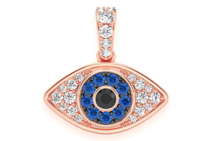 EVIL EYE BUBBLY DIAMOND PENDANT 14K SOLID GOLD 0.50CTW