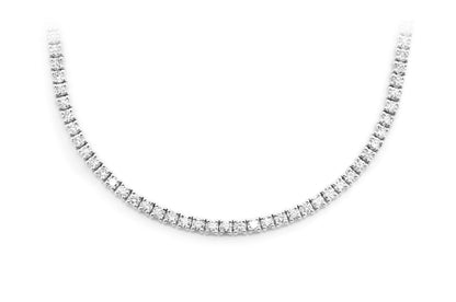3PT PRONG SET DIAMOND TENNIS NECKLACE 14K SOLID GOLD 6.50CTW