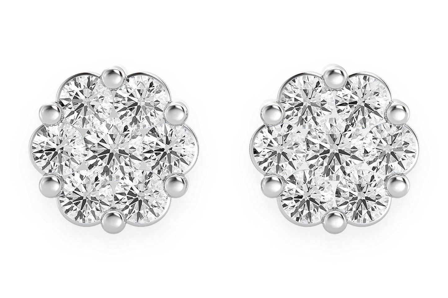 CERCEI CU DIAMANTE ȘI FLOARE DE 4.00 CT, AUR MASIV DE 14K