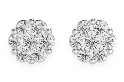 CERCEI CU DIAMANTE ȘI FLOARE DE 4.00 CT, AUR MASIV DE 14K