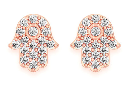 CERCEI CU DIAMANTE HAMSA, AUR MASIV DE 14K, 0.20CT