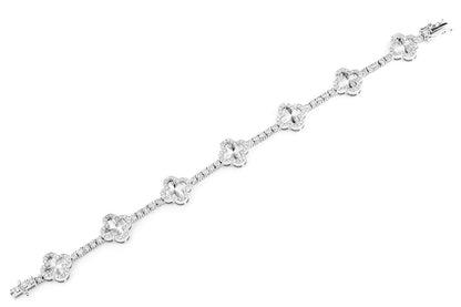 MIRACLE CLOVER LINK DIAMOND TENNIS BRACELET SOLID GOLD 2.00CTW