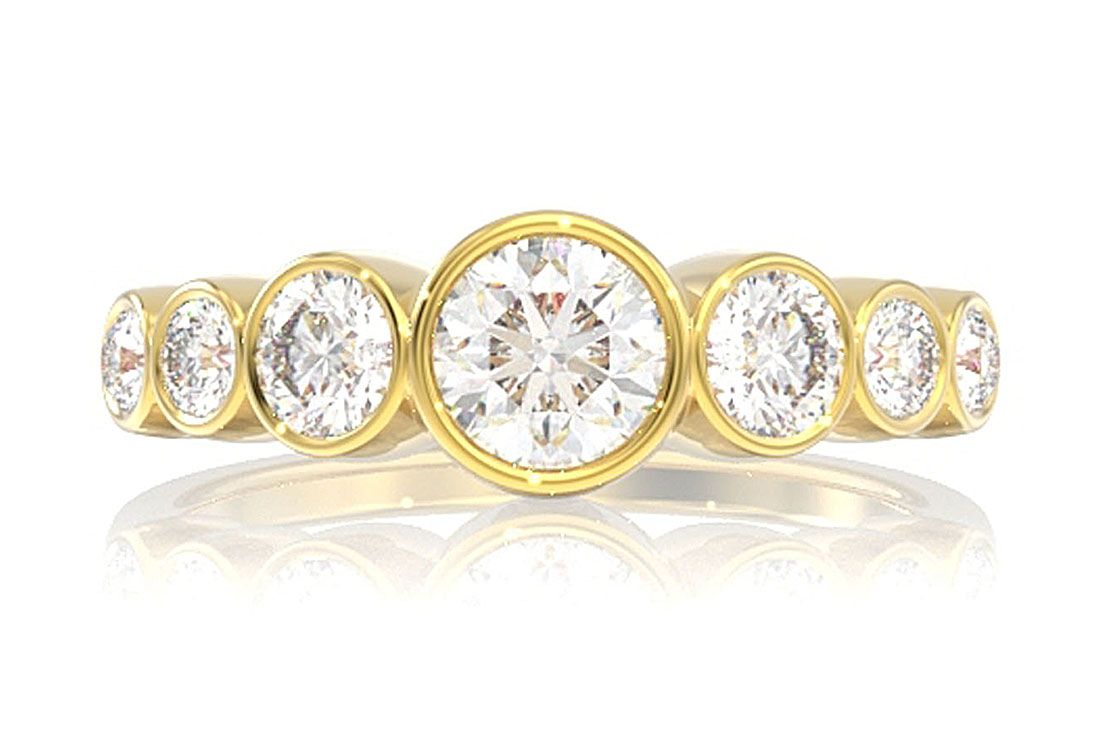 7 BEZEL SET DIAMOND ENGAGEMENT RING - 1.20CTW