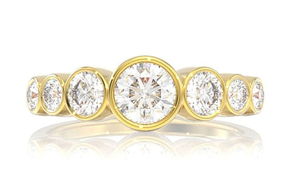 7 BEZEL SET DIAMOND ENGAGEMENT RING - 1.20CTW