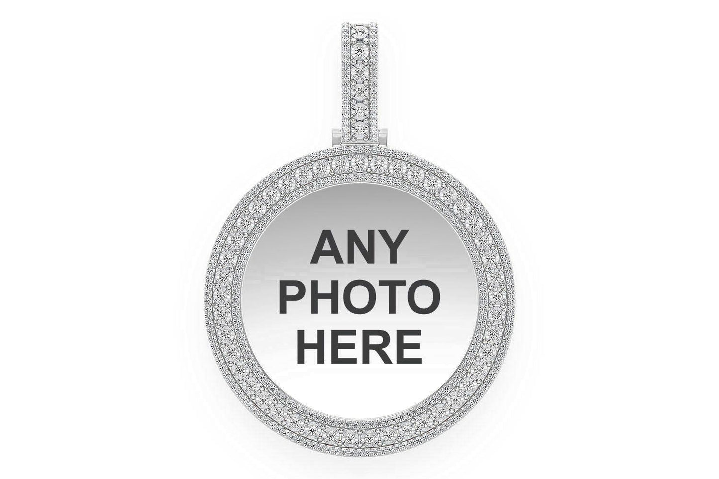 3 ROW MIRACLE SET PICTURE PENDANT 14K SOLID GOLD 2.10CTW